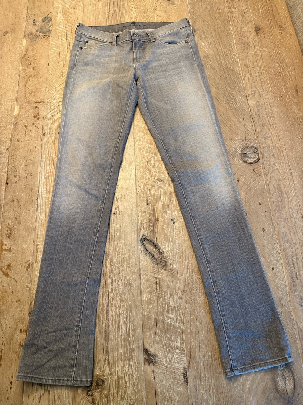 Women’s 7 for All Mankind Light Gray Straight-Leg Jeans 26